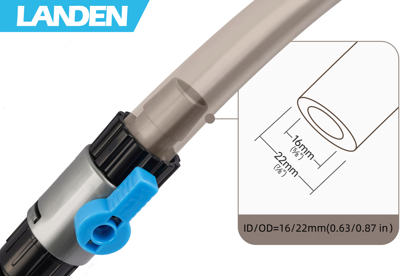 LANDEN Filter Hose Tubing for Aquarium Filter System, Connecting Canister Filter and Lily Pipe, PVC, Tinted Hose, 16/22mm 11.5ft (3.5m)…