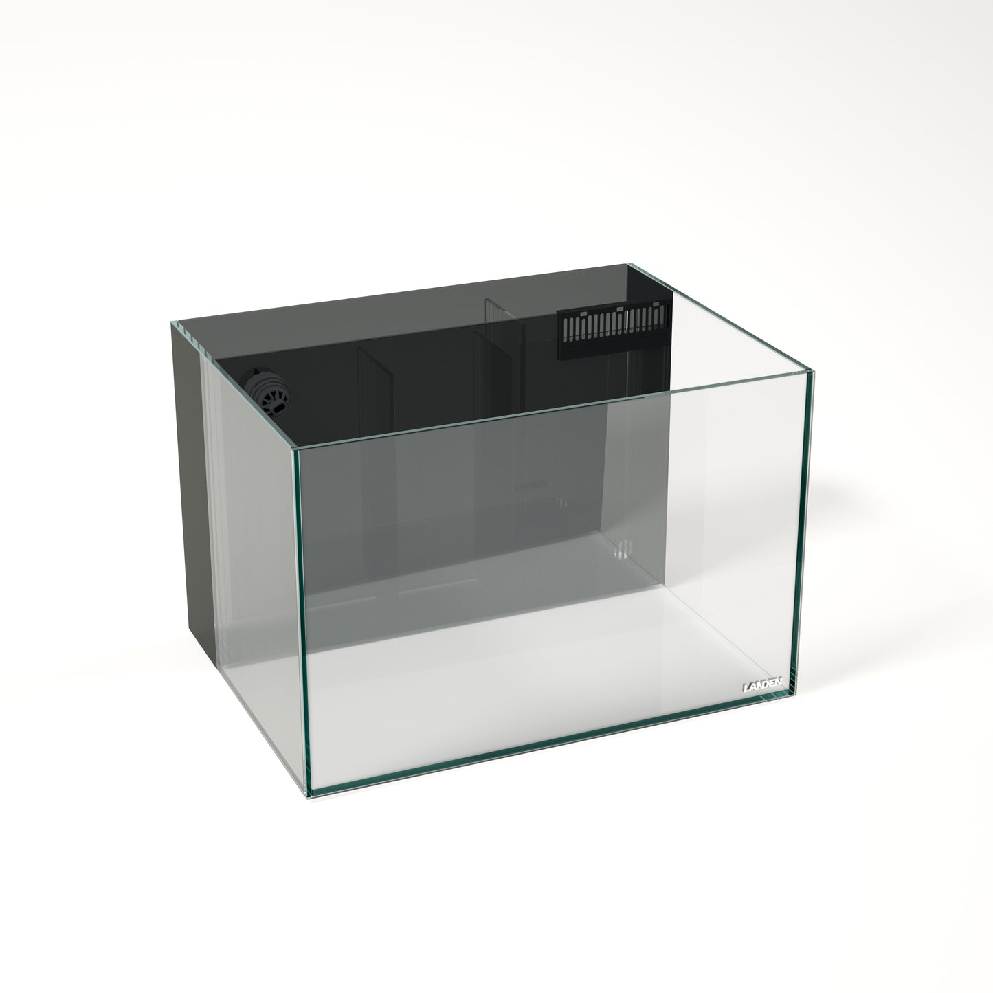 LANDEN Ultra Clear Glass Rimless Low Iron Aquarium Tank with Rear Filtration Chamber for Salt and Fresh Water, Made of All Glass