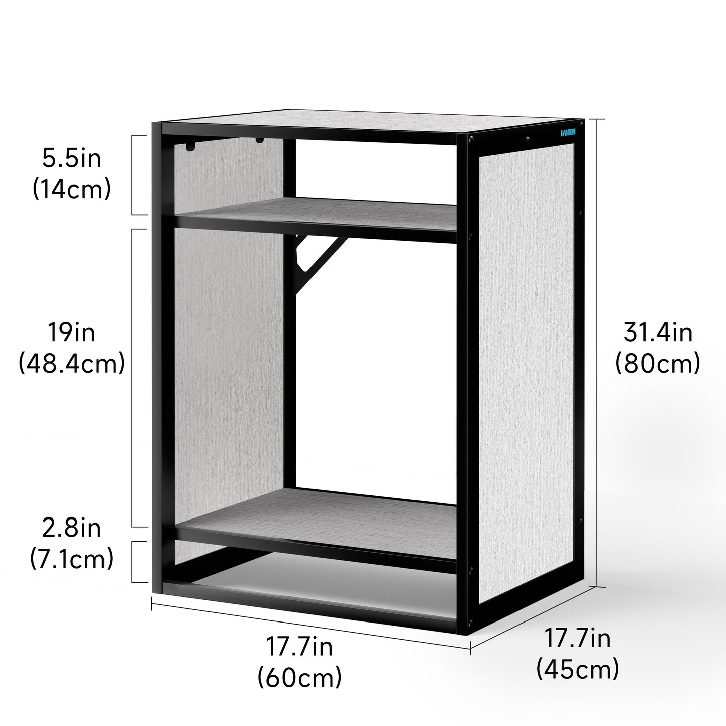 LANDEN Three-Shelf Metal Aquarium Stand with Shelves for up to 30 Gal Tanks, Stainless Steel Gray 60X45X80cm (23.6x17.7x31.49 in)