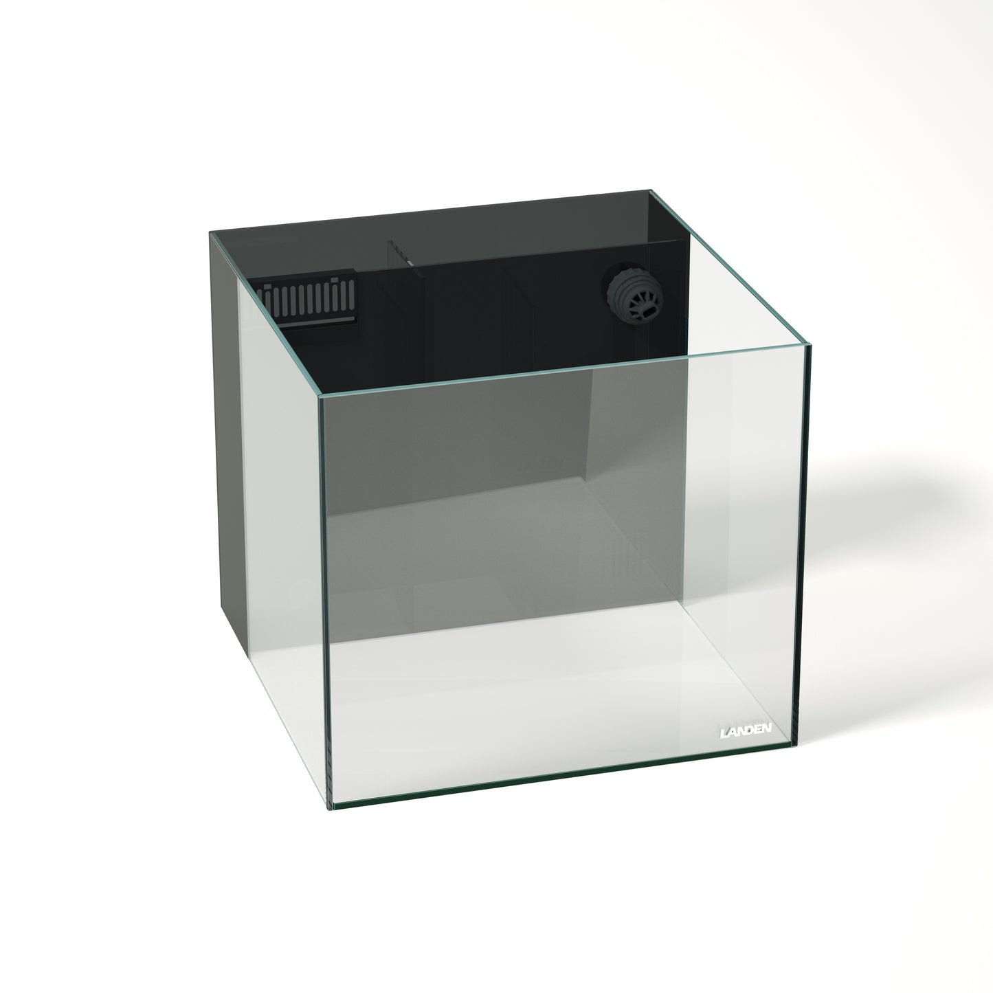 LANDEN Ultra Clear Glass Rimless Low Iron Aquarium Tank with Rear Filtration Chamber for Salt and Fresh Water, Made of All Glass