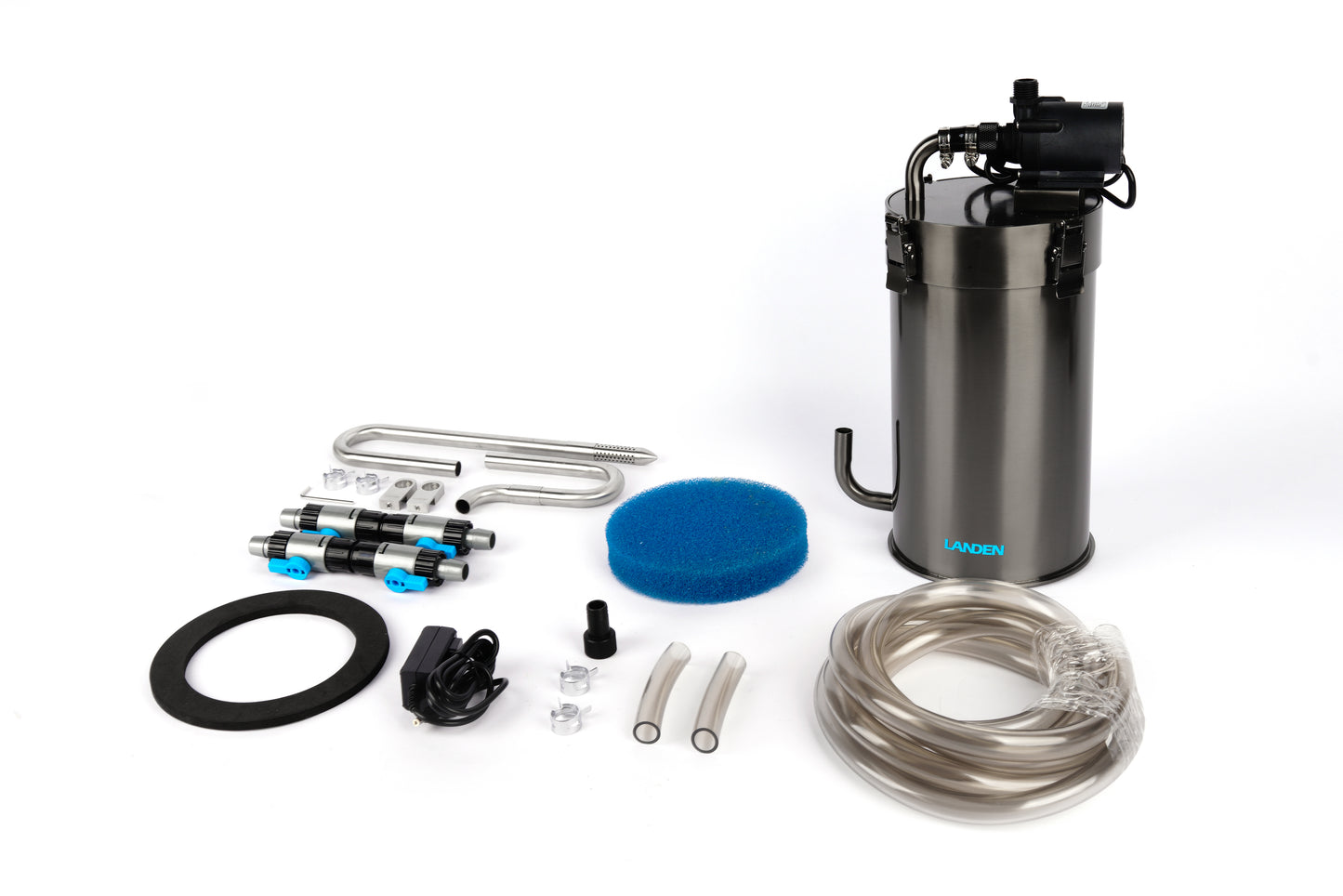 LANDEN PURA External Canister Filter for Aquarium System, Stainless Steel Aquarium Canister with Water Pump