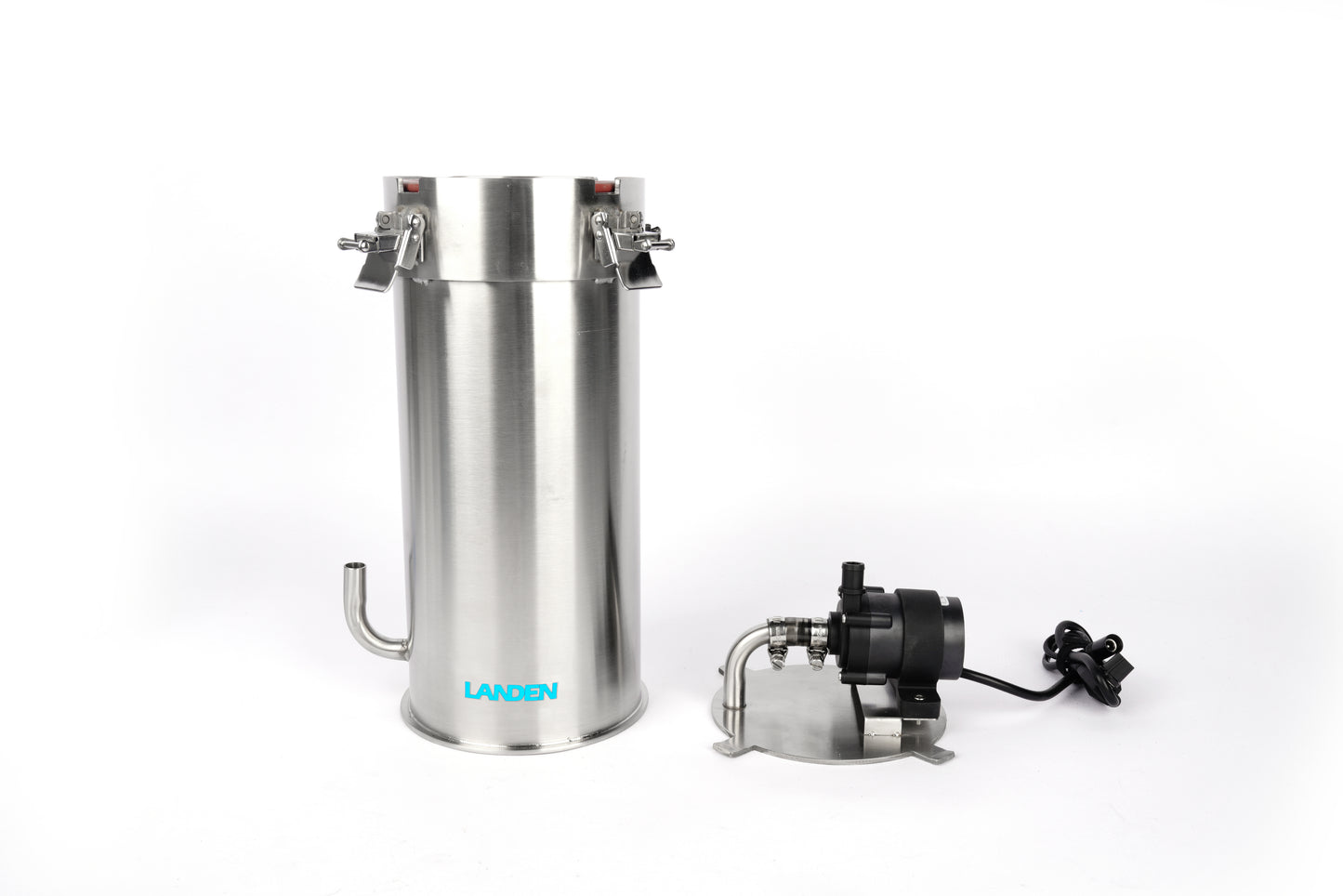 LANDEN PURA 300 Sliver External Canister Filter for Aquarium System,up to 30 Gallon, Stainless Steel Tank Canister with Water Pump and Double Tab Connector, Three-Stage Filtration Metallic Silver color