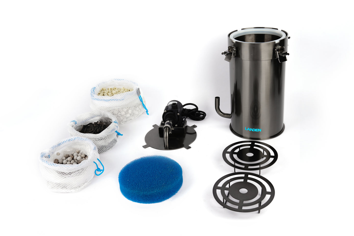 LANDEN PURA External Canister Filter for Aquarium System, Stainless Steel Aquarium Canister with Water Pump
