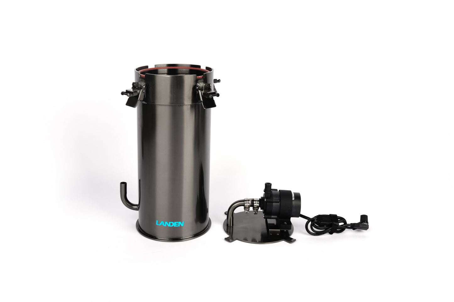LANDEN PURA 300 External Canister Filter for Aquarium System,up to 30 Gallon, Stainless Steel Tank Canister with Water Pump and Double Tab Connector, Three-Stage Filtration