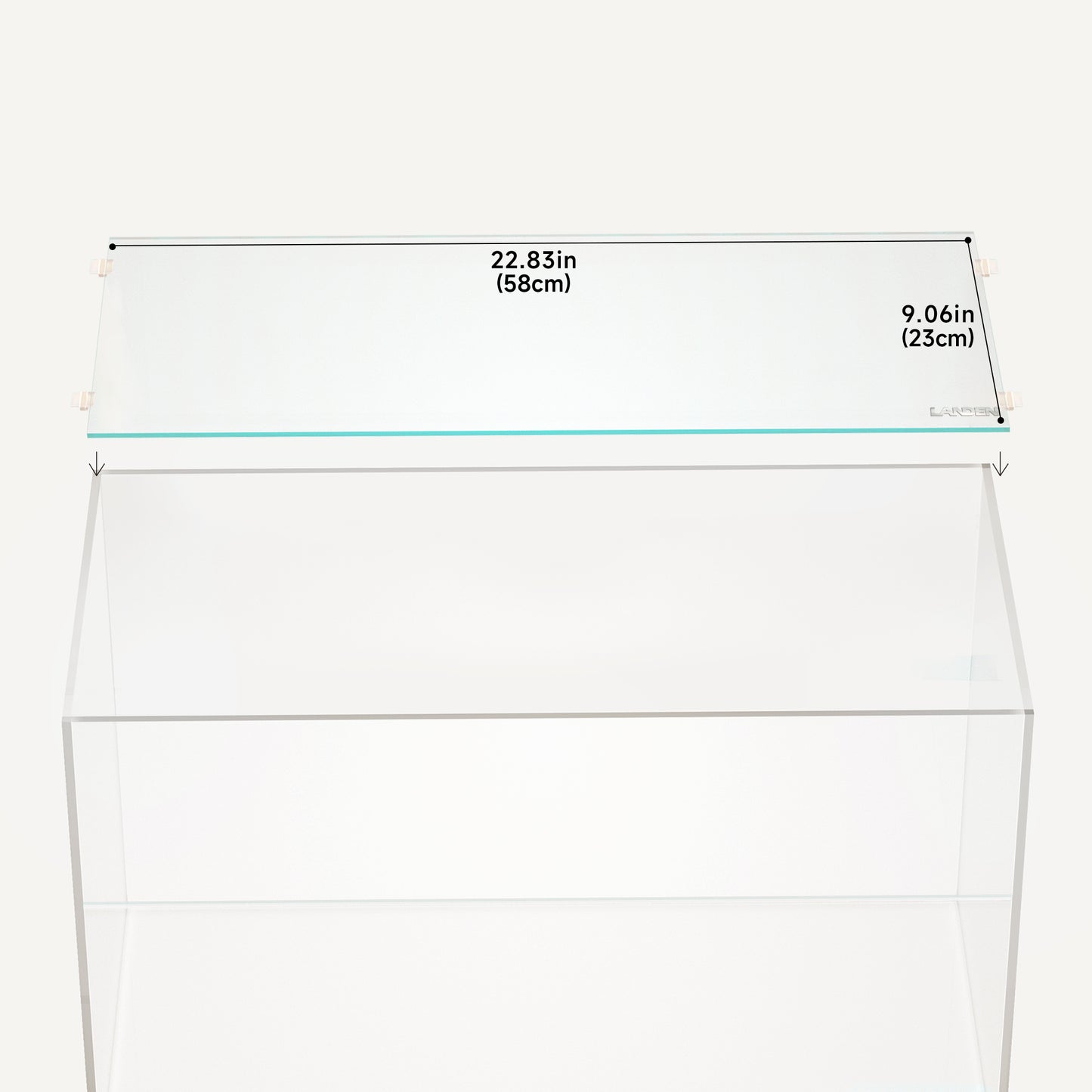 LANDEN 4mm Thick Clear Glass Aquarium Lid,Includes 4 Clips for Secure Placement, 580 x 230mm,(22.83x9.06 inches) Adapted to SD603036