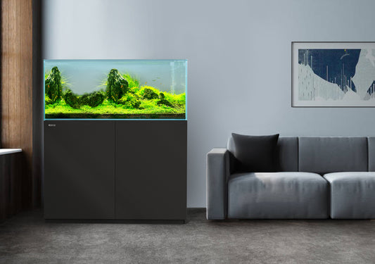 LANDEN Aquarium White Wooden Stand and Cabinet for 72.2 Gal Tank, W47.2xD19.7xH33.9in(120x50x86 cm),Wooden Matte Black Painted(Stand Only)
