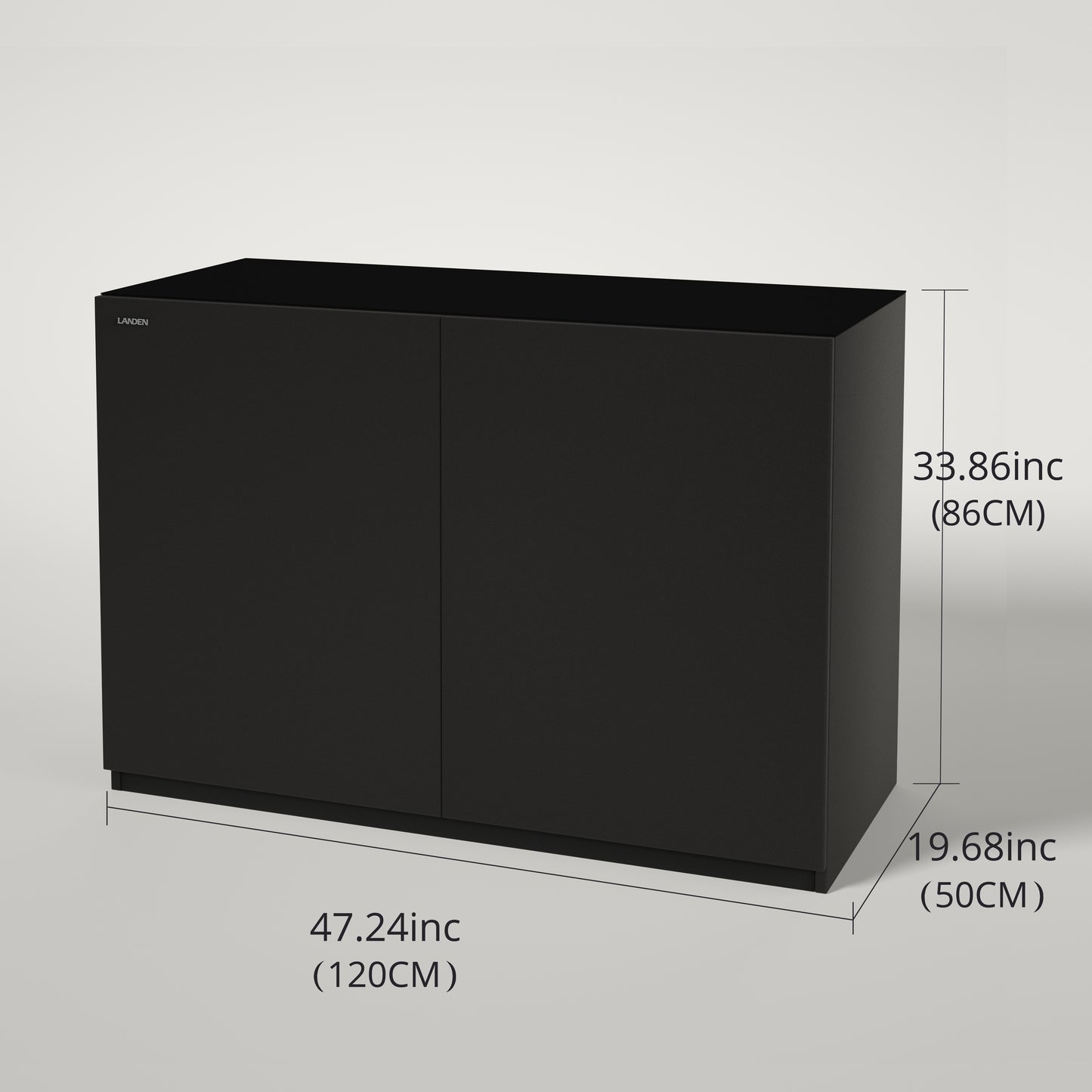 LANDEN Aquarium Stand and Cabinet, for72.2Gal Tank,W47.2xD19.7xH33.9 in Wooden Matte Black Painted (Stand Only)