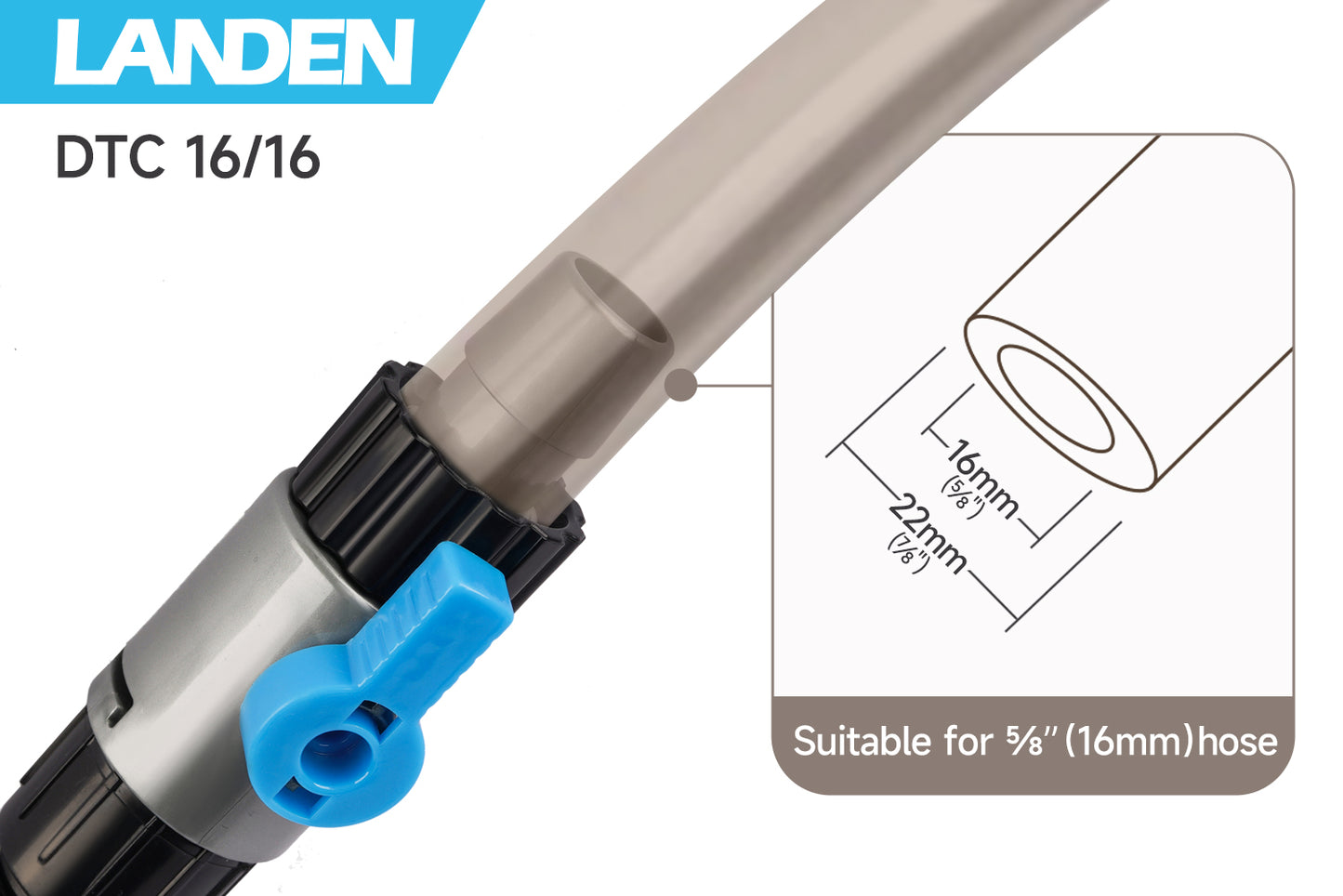 LANDEN Double Tab Connector for Aquarium, Canister Filter Hose Connector, Fish Tank Water Flow Control, Quick Release Valve, (5/8″(16/16mm))
