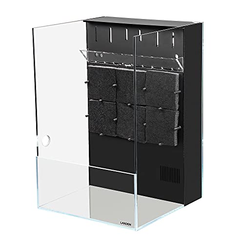 Landen T30 Aqua Terra Tanks Terrarium All in One, Integrated Paludarium, Light, Water Pump, Mist-Flower and Mat Included, Waterfall and Rain Forest Aquatic Landscape, 11.81 "L x 11.81" W x 17.72 "H