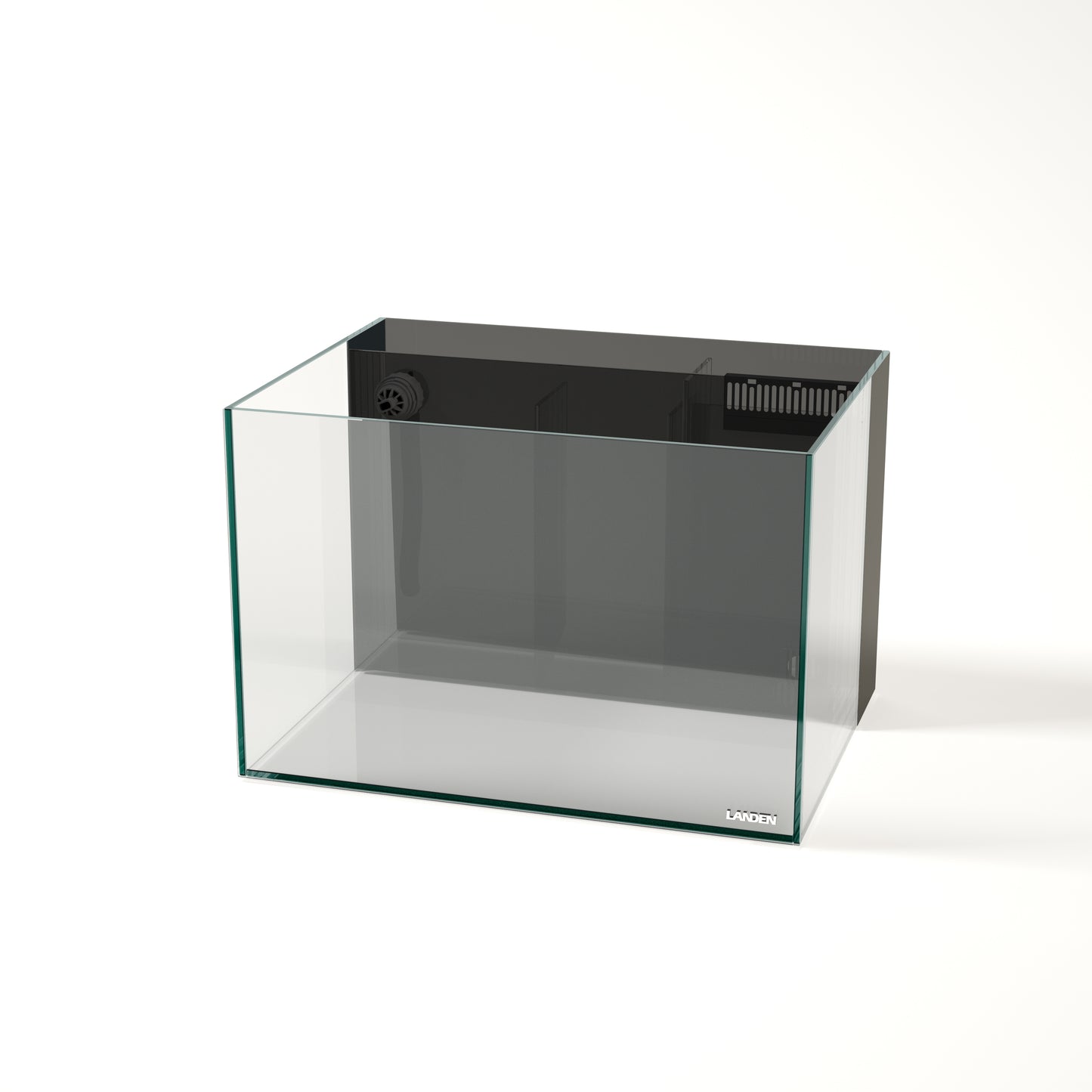 Landen 60P 26.23 Gallon Ultra Clear All Glass Rimless Low Iron Aquarium Tank with Rear Filtration Chamber for Salt and Fresh (Return Pump Included) 23.6Wx17.7Dx15.8H in(60x45x40cm)