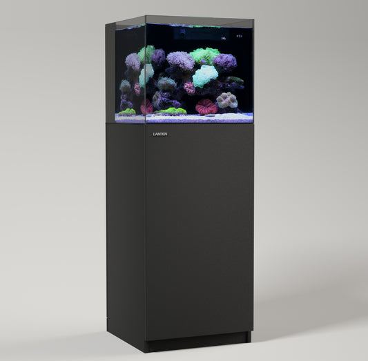 LANDEN Aquarium Wooden Stand and Cabinet for up to 20 Gal Tank, W17.7xD17.7xH33.9 in (W45 x D45 x H86 cm), Wooden Matte Black(Stand Only)