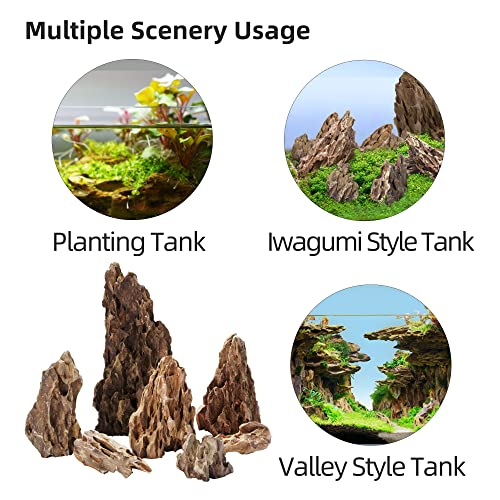 LANDEN Natural Dragon Stones for Aquascaping (16lbs, 3-7inches)7-8pcs