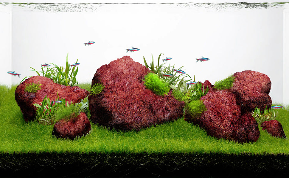LANDEN Black Lava Stones for Aquascaping (16lbs,3-10 inches)11pcs