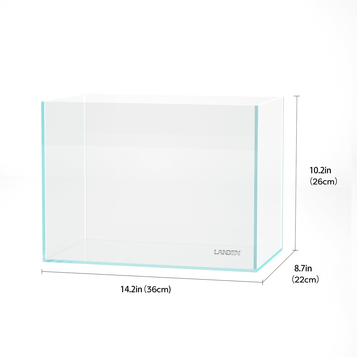 LANDEN 36P 5 Gallon Rimless Low Iron Aquarium Tank, 14.2" W × 8.7" D × 10.2" H (36cm x 22cm x 26cm)