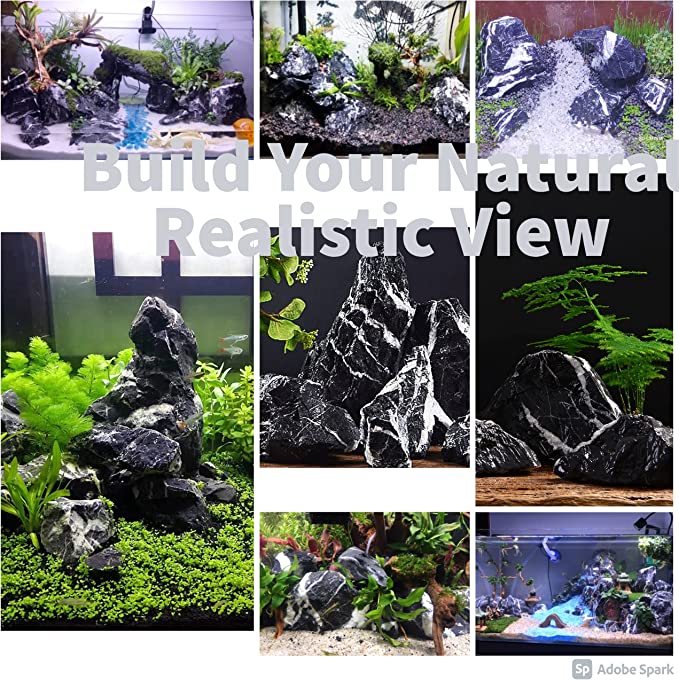 LANDEN Natural Tonwa Slate Stones for Aquascaping (17lbs, 4-8 inches)7-8pcs
