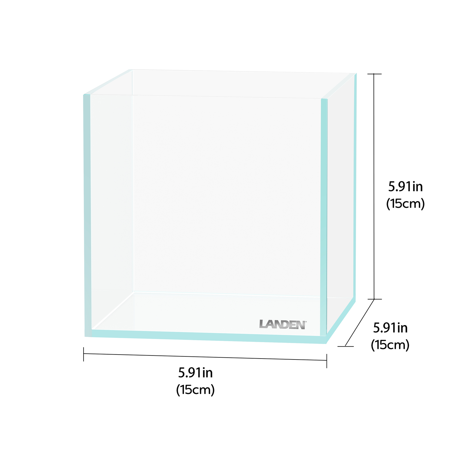 LANDEN 15C 0.8 Gallon Cube Aquarium Tank,W5.9×D5.9×H5.9 in(15x15x15cm) 4mm Thickness