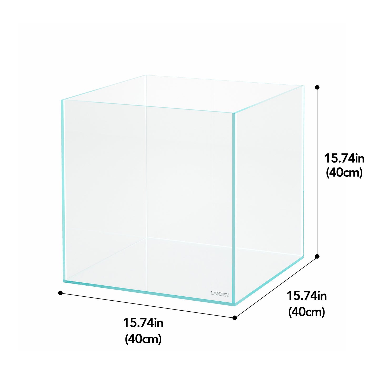LANDEN 15.6 Gallon Cube Rimless Low Iron Aquarium Tank,15.7" L × 15.7" W × 15.7" H (40cm x 40cm x 40cm) 6mm Thickness with Nano Foam Leveling Mat Included