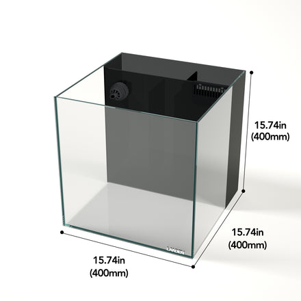 LANDEN Ultra Clear Glass Rimless Low Iron Aquarium Tank with Rear Filtration Chamber for Salt and Fresh Water, Made of All Glass
