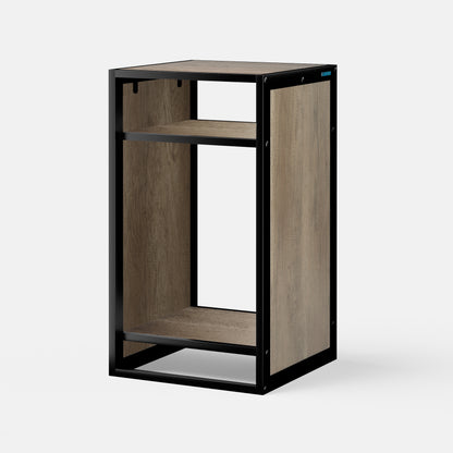 LANDEN Metal Aquarium Stand with Shelves for Fish Tanks, Gray Washed Oak Wood
