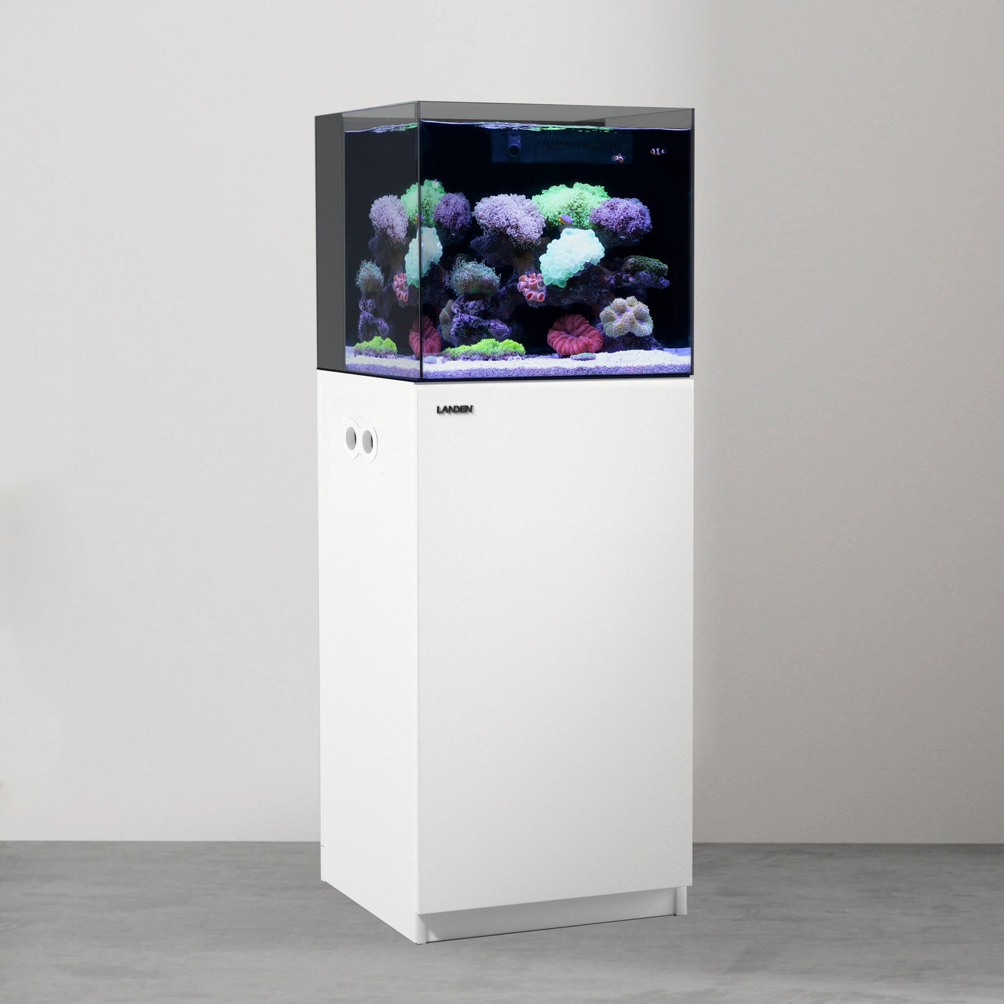 LANDEN Aquarium Wooden Stand and Cabinet for up to 20 Gal Tank, W17.7xD17.7xH31.5 in(45X45X80cm), Matte White Painted(Stand Only)