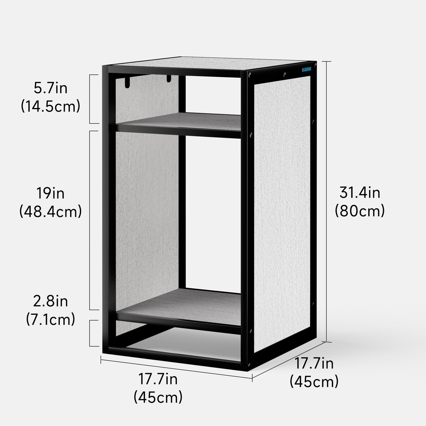 LANDEN Three-Shelf Metal Aquarium Stand with Shelves for up to 20 Gal Tanks, Stainless Steel Gray 45X45X80cm (17.7x17.7x31.49 in)