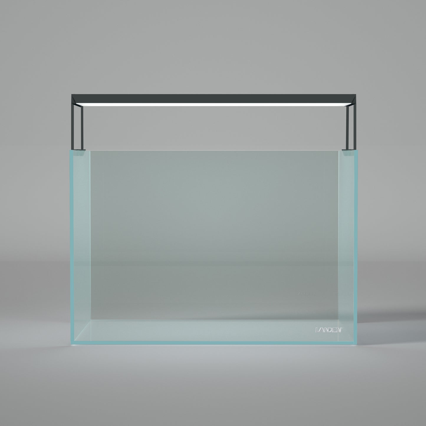 LANDEN AB45 LED light mounted on a rimless glass aquarium