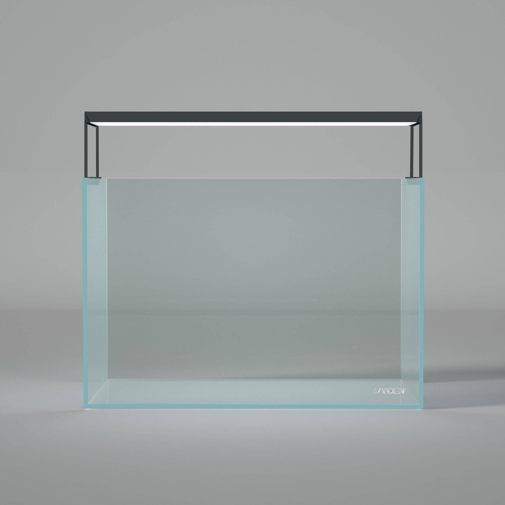 LANDEN AB45 LED light mounted on a rimless glass aquarium