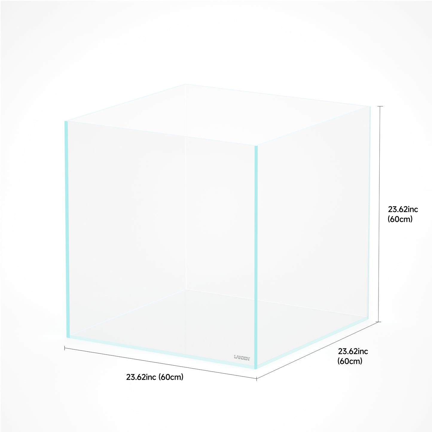 LANDEN 52.4 Gallon Cube Rimless Low Iron Aquarium Fish Tank, 23.6" L × 23.6" W × 23.6" H (60cm x 60cm x 60cm) 10mm Thickness