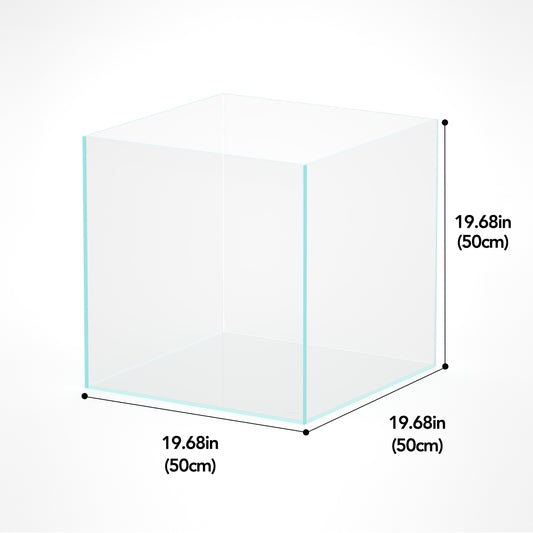 LANDEN 31 Gallon Cube Rimless Low Iron Aquarium Fish Tank,19.7" L × 19.7" W × 19.7" H (50cm x 50cm x50cm) 6mm Thickness with Nano Foam Leveling Mat Included