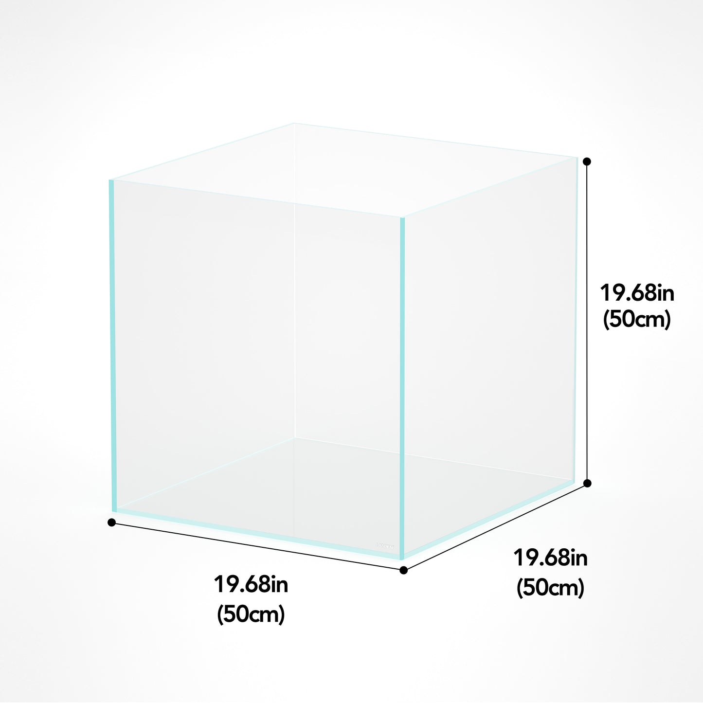 LANDEN 31 Gallon Cube Rimless Low Iron Aquarium Fish Tank,19.7" L × 19.7" W × 19.7" H (50cm x 50cm x50cm) 6mm Thickness