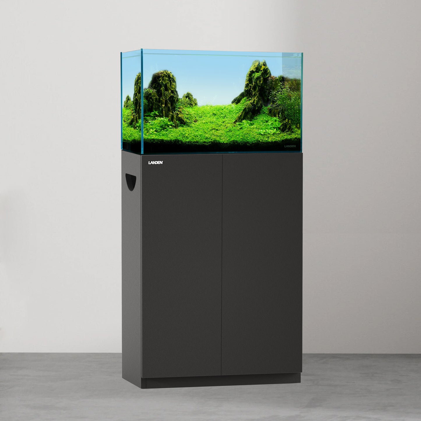 LANDEN Aquarium Wooden Stand and Cabinet for 16 gallon,W23.6xD11.8xH31.5in(60X30x80cm), Matte Black Painted (Stand Only)