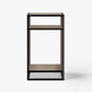 LANDEN CLX45 aquarium stand, Beige Oak Wood, angled view with levelling feet