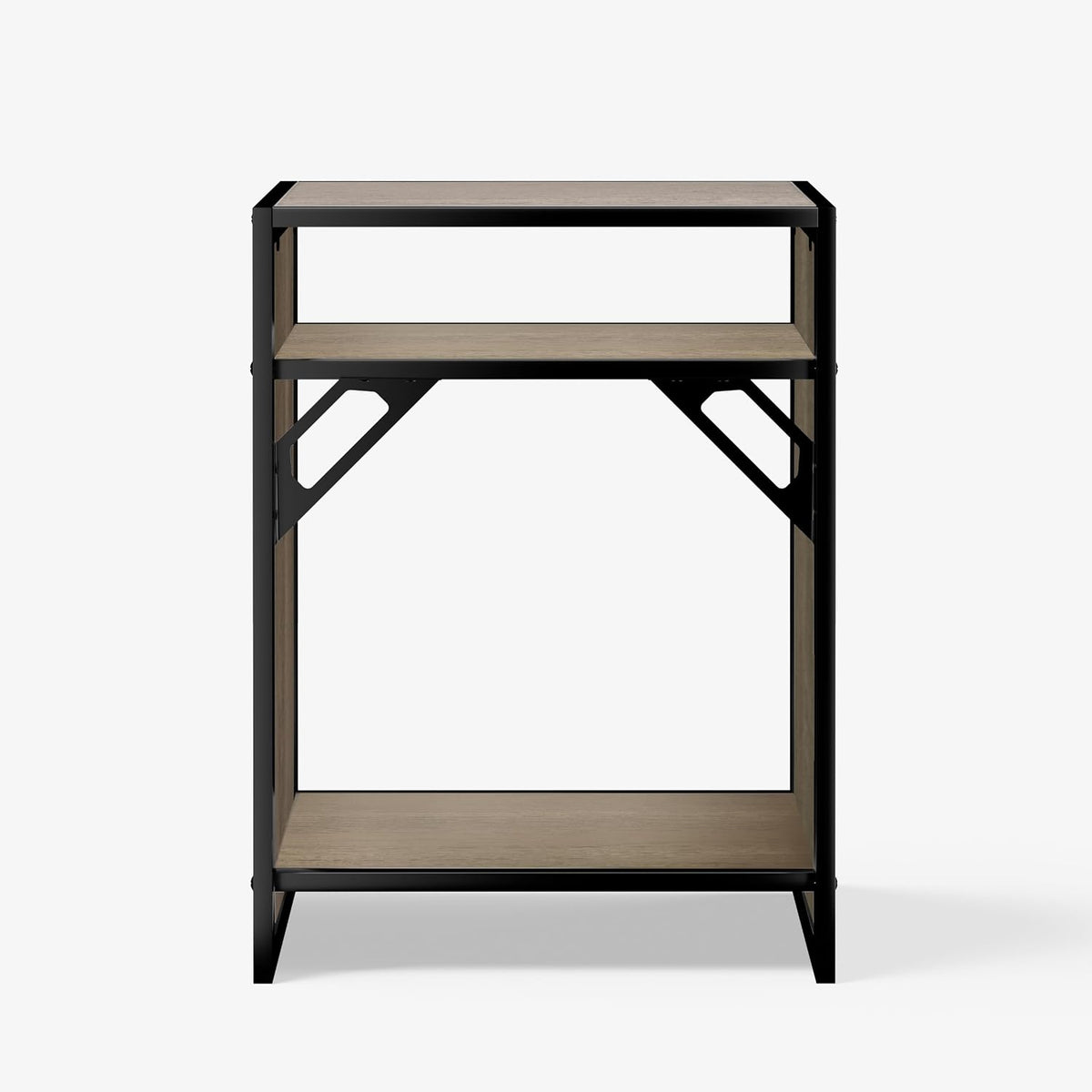LANDEN CLX60 aquarium stand, Beige Oak Wood, angled view with levelling feet