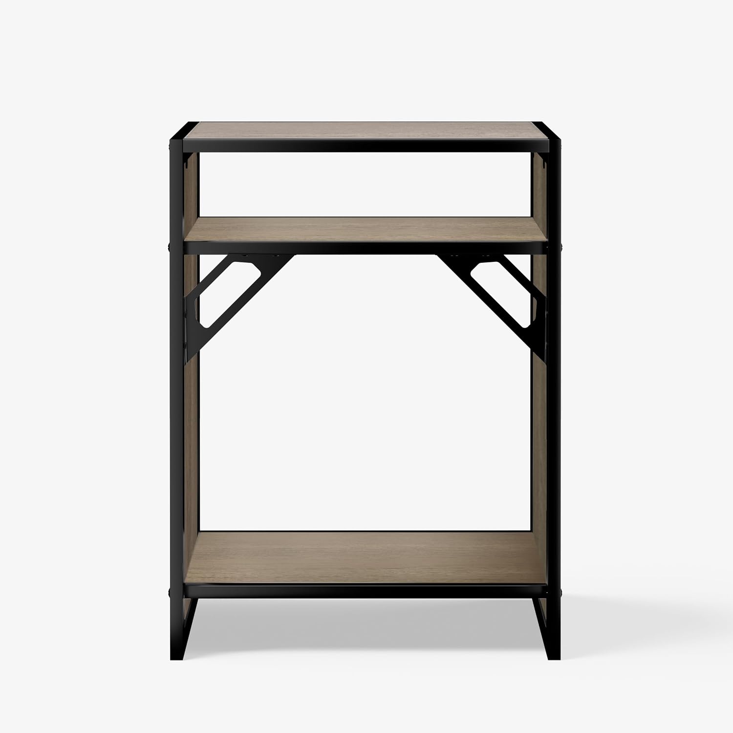 LANDEN CLX60 aquarium stand, Beige Oak Wood, angled view with levelling feet