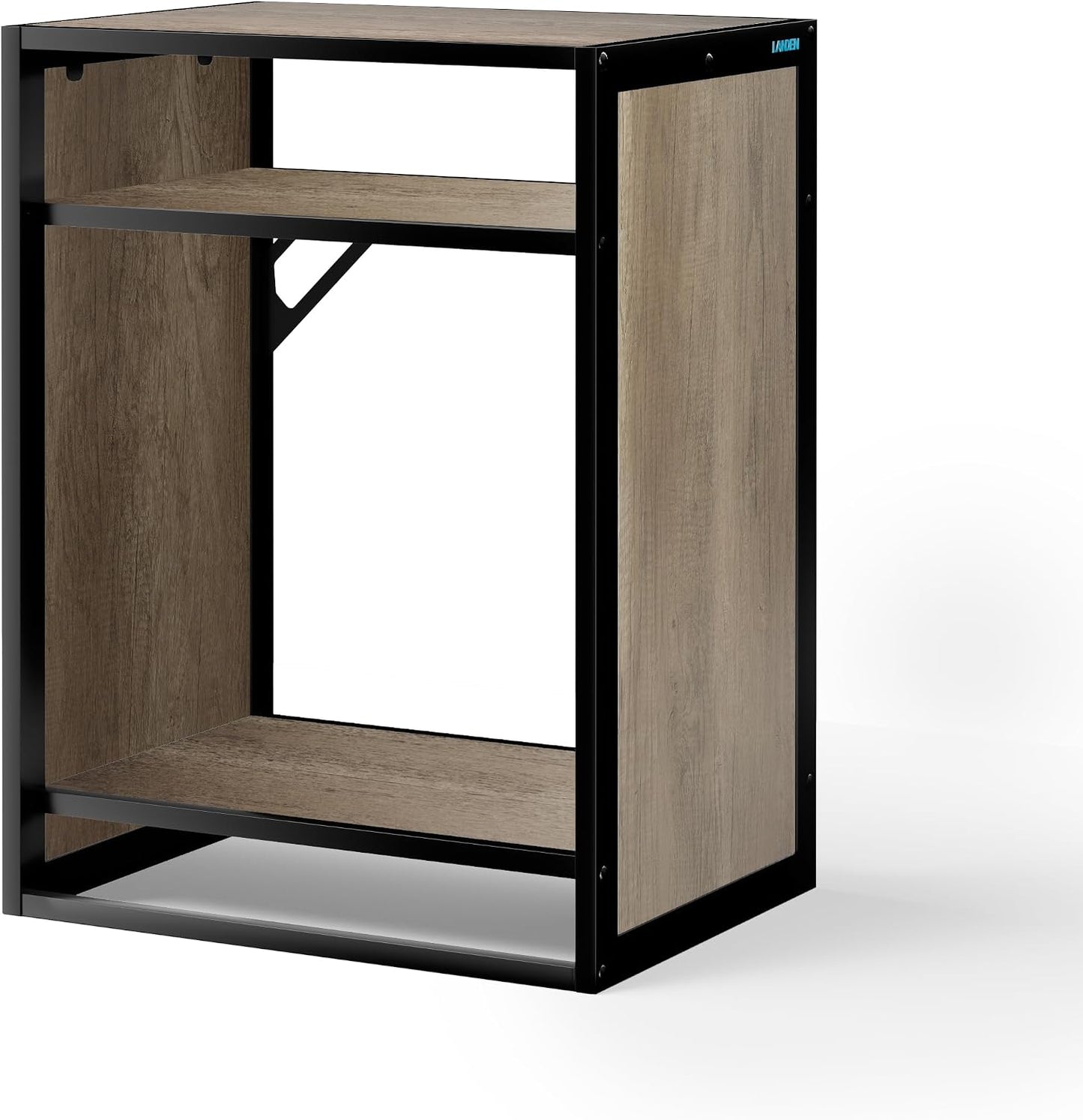LANDEN CLX60 aquarium stand, Beige Oak Wood panel, 60x45x80cm, angled view