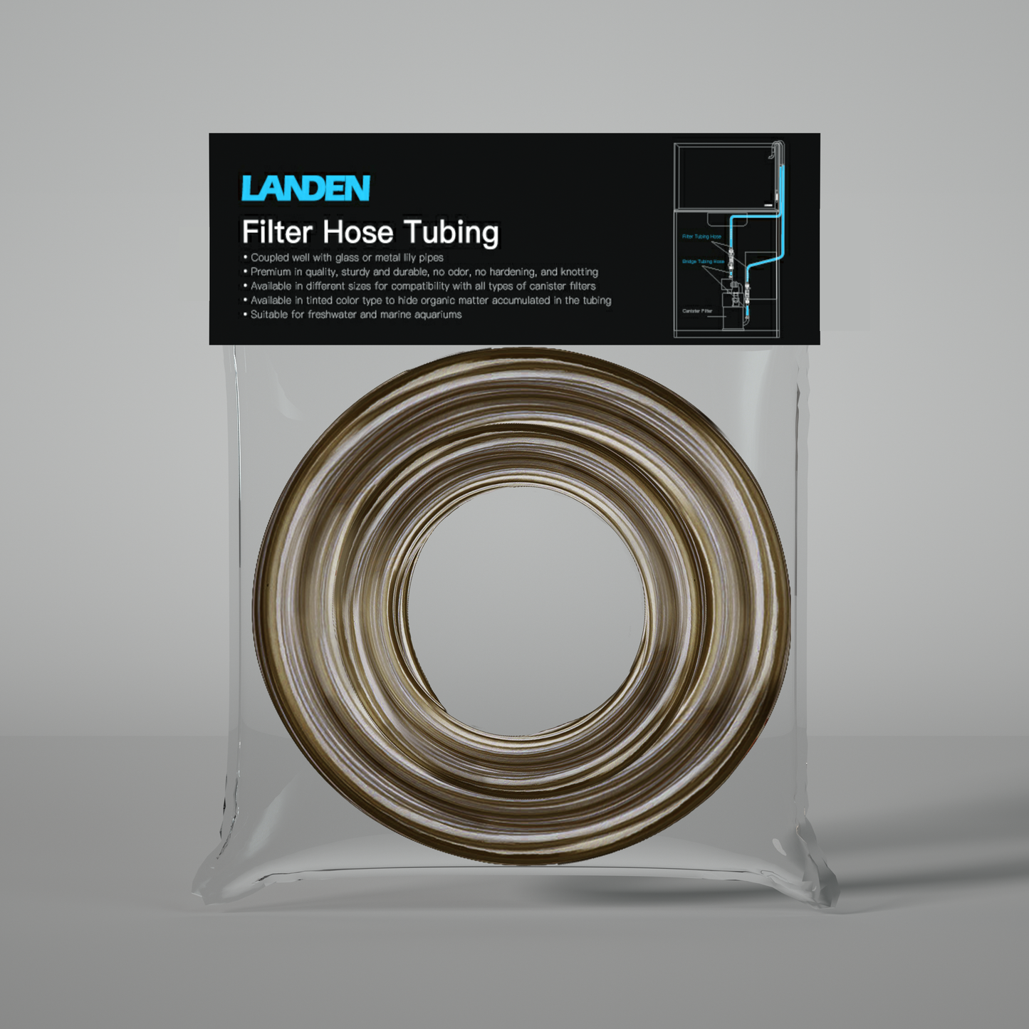 LANDEN Filter Hose Tubing for Aquarium Filter System, Connecting Canister Filter and Lily Pipe, PVC, Tinted Hose, 12/16mm 11.5ft (3.5m)