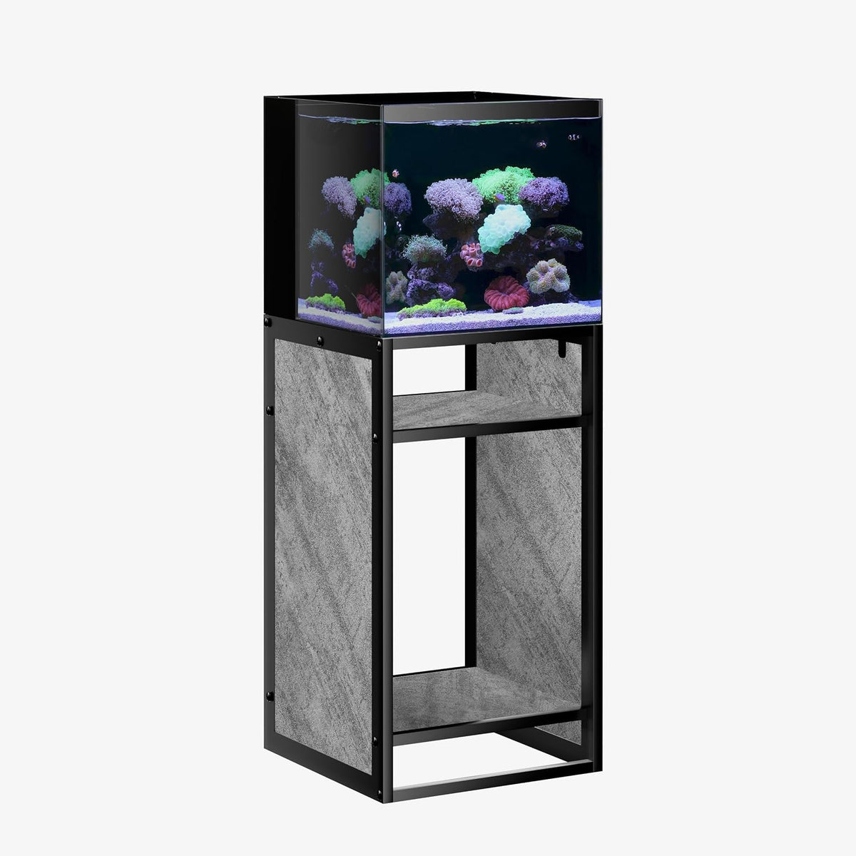 LANDEN CLX45 aquarium stand, Marble Gray panel, 45x45x80cm, with reef tank