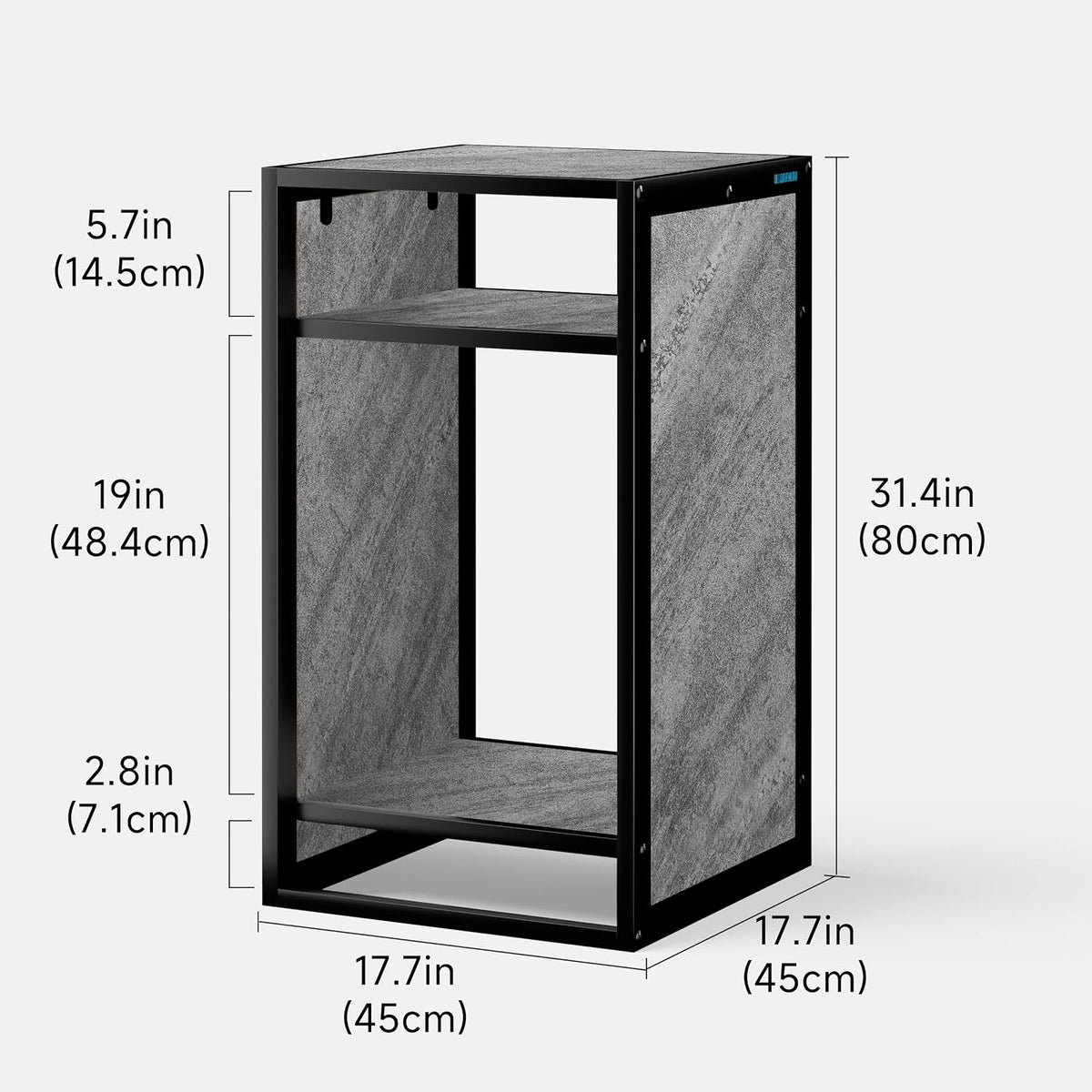 LANDEN CLX45 aquarium stand dimensions 45x45x80cm (17.7x17.7x31.4 in), Marble Gray