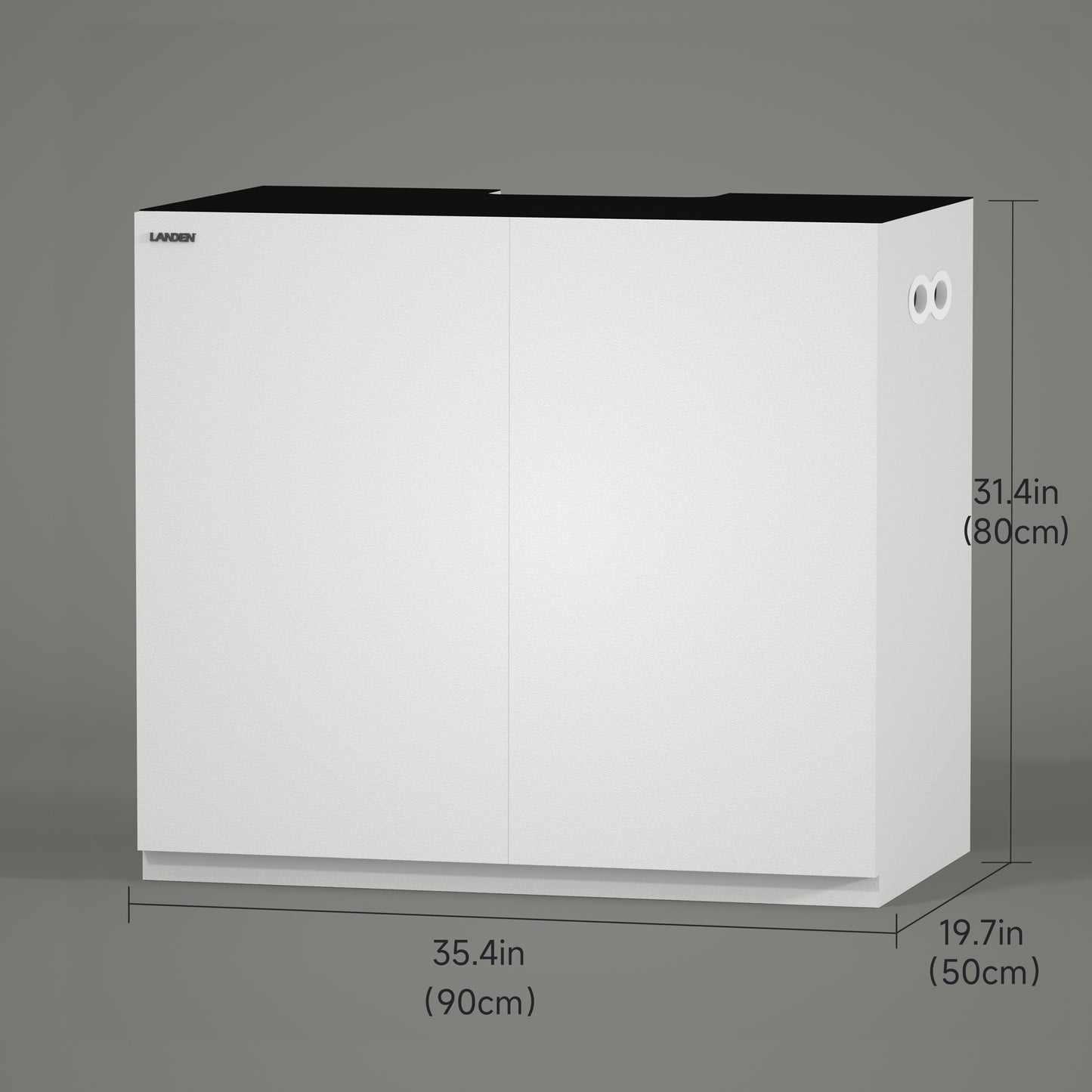 LANDEN Aquarium Wooden Stand and Cabinet for 55 gallon,W35.4xD19.7xH31.5in(90X50X80cm), Matte White Painted (Stand Only)