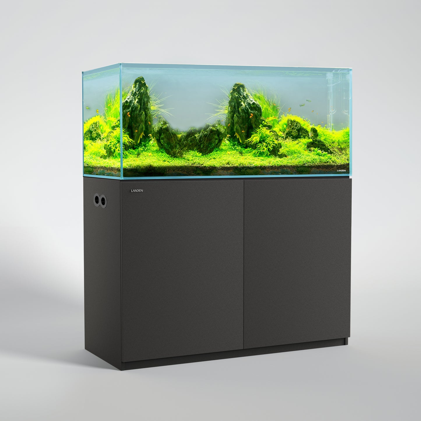 LANDEN Aquarium Stand and Cabinet, for up to 118 Gal Tank, Matte Black Painted(Stand Only) W59.06xD23.62xH33.84 in(150x60x80cm)