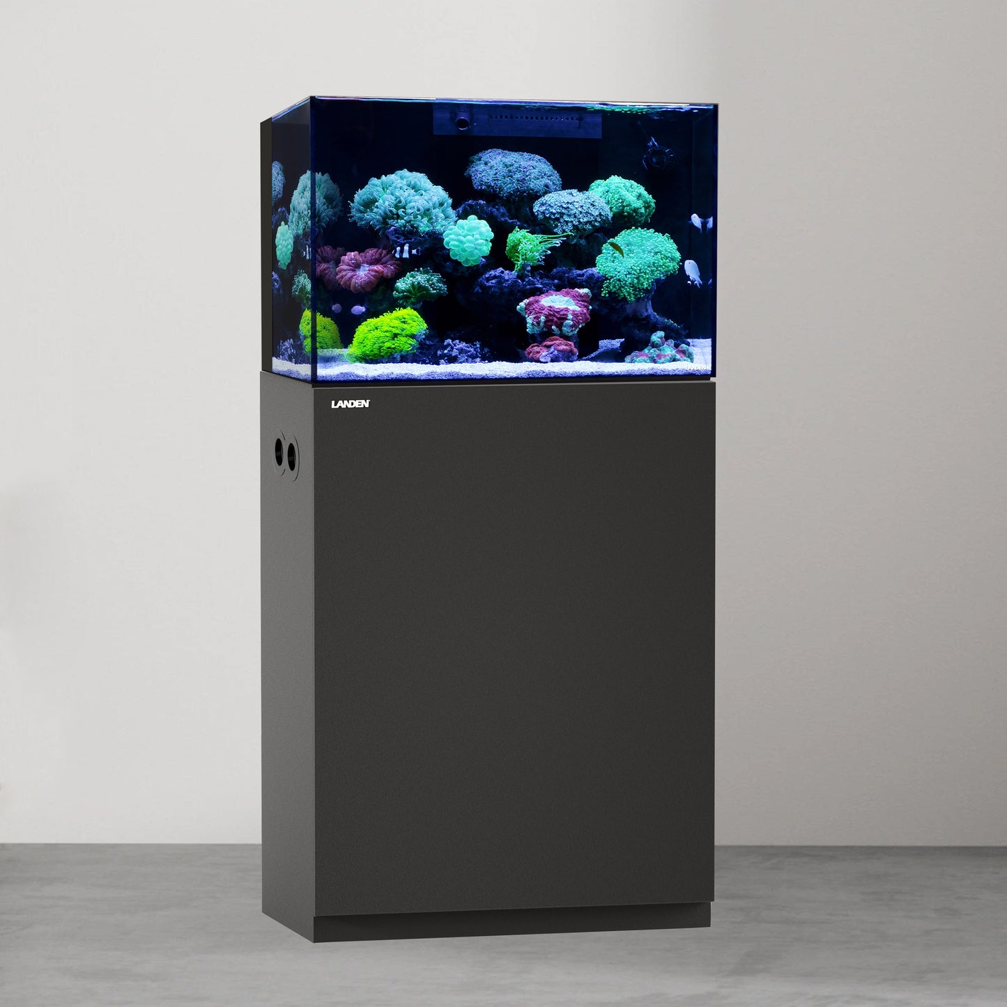 LANDEN Aquarium Wooden Stand and Cabinet for 30 gallon, W23.6xD17.7xH33.5in(60X45X80cm), Matte Black Painted (Stand Only)