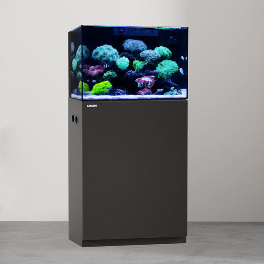 LANDEN Aquarium Wooden Stand and Cabinet for 30 gallon, W23.6xD17.7xH33.5in(60X45X80cm), Matte Black Painted (Stand Only)