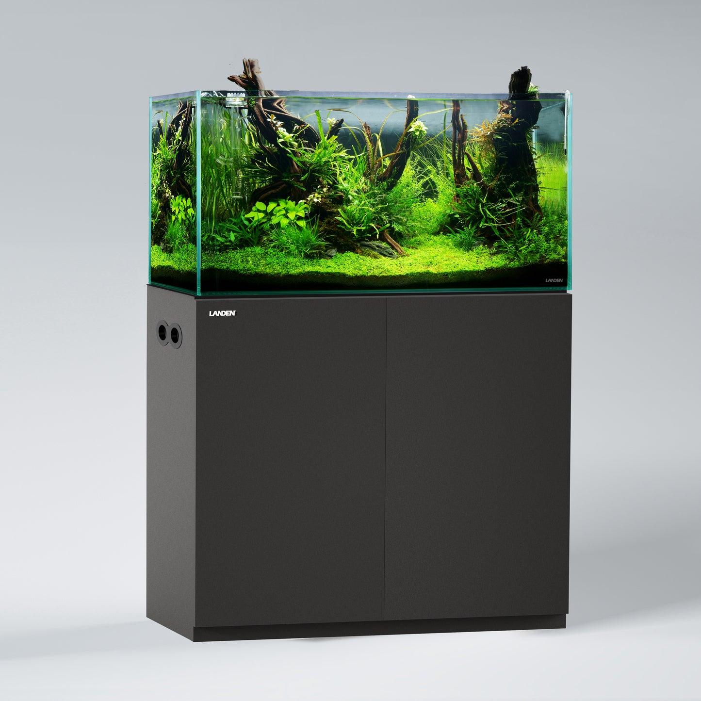 LANDEN Aquarium Wooden Stand and Cabinet for 55 gallon,W35.4xD19.7xH31.5in(90X50X80cm), Matte Black Painted (Stand Only)