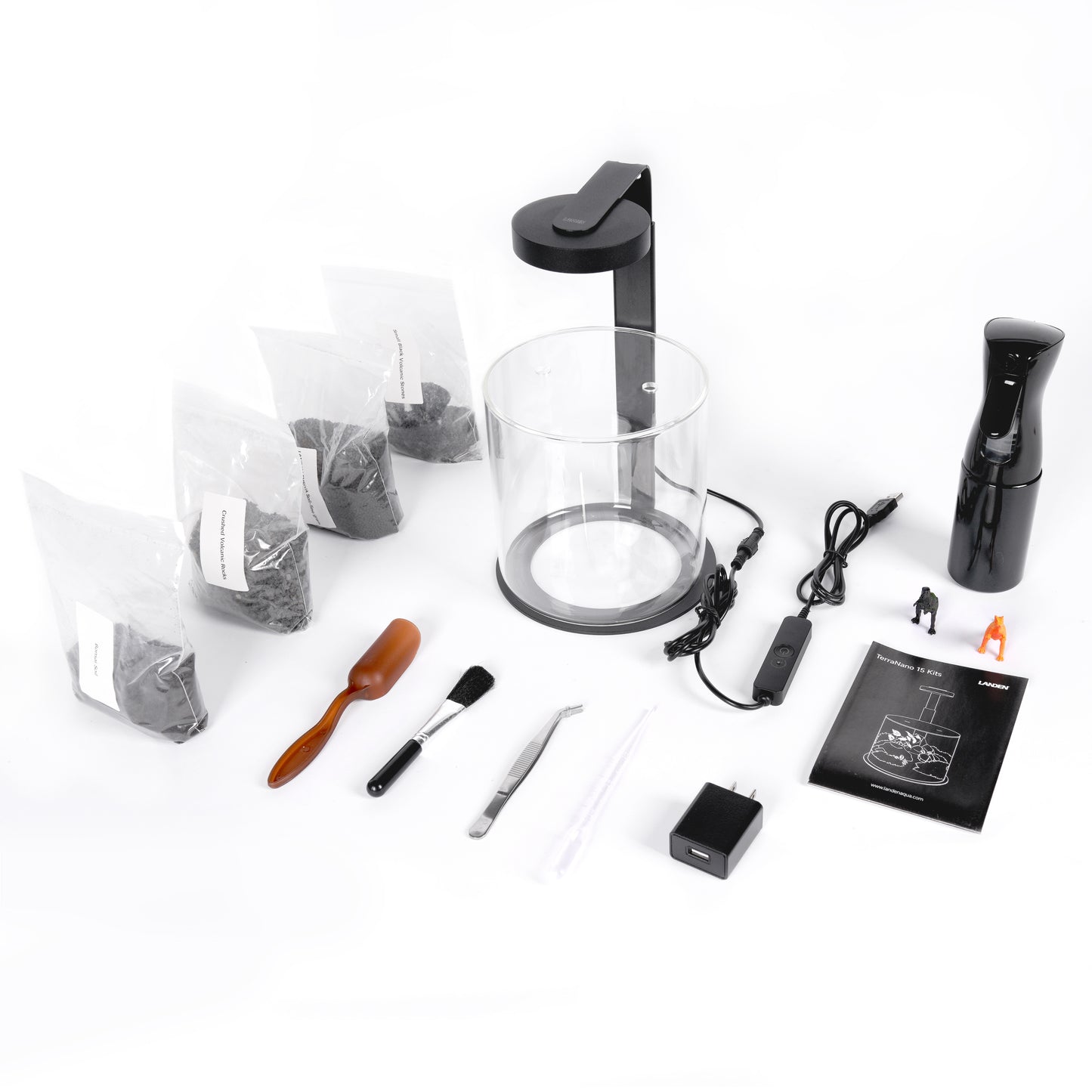 LANDEN TerraNano — Complete Miniature Terrarium Kit with Full-Spectrum Light