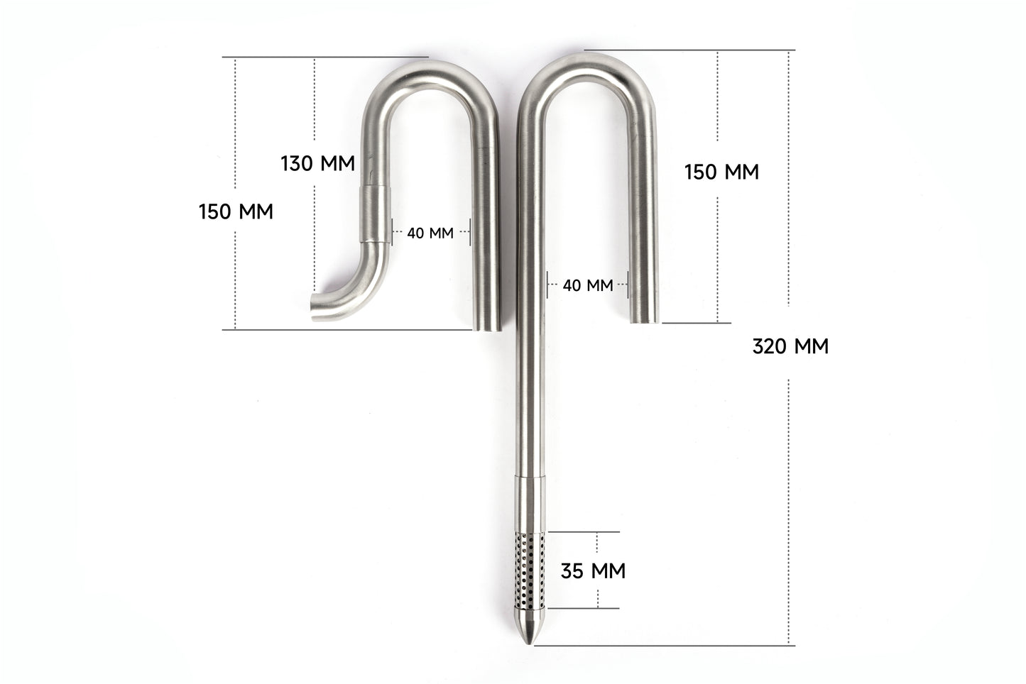 LANDEN 304 Stainless Steel Lily Pipes with Clamps for Rimless Glass Aquarium, Inflow and Outflow Set (Pipe Diameter 16mm)