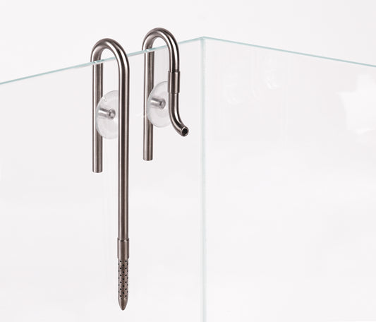LANDEN 304 Stainless Steel Lily Pipes with Clamps for Rimless Glass Aquarium, Inflow and Outflow Set (Pipe Diameter 6mm)