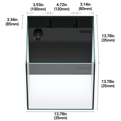 LANDEN Ultra Clear Glass Rimless Low Iron Aquarium Tank with Rear Filtration Chamber for Salt and Fresh Water, Made of All Glass