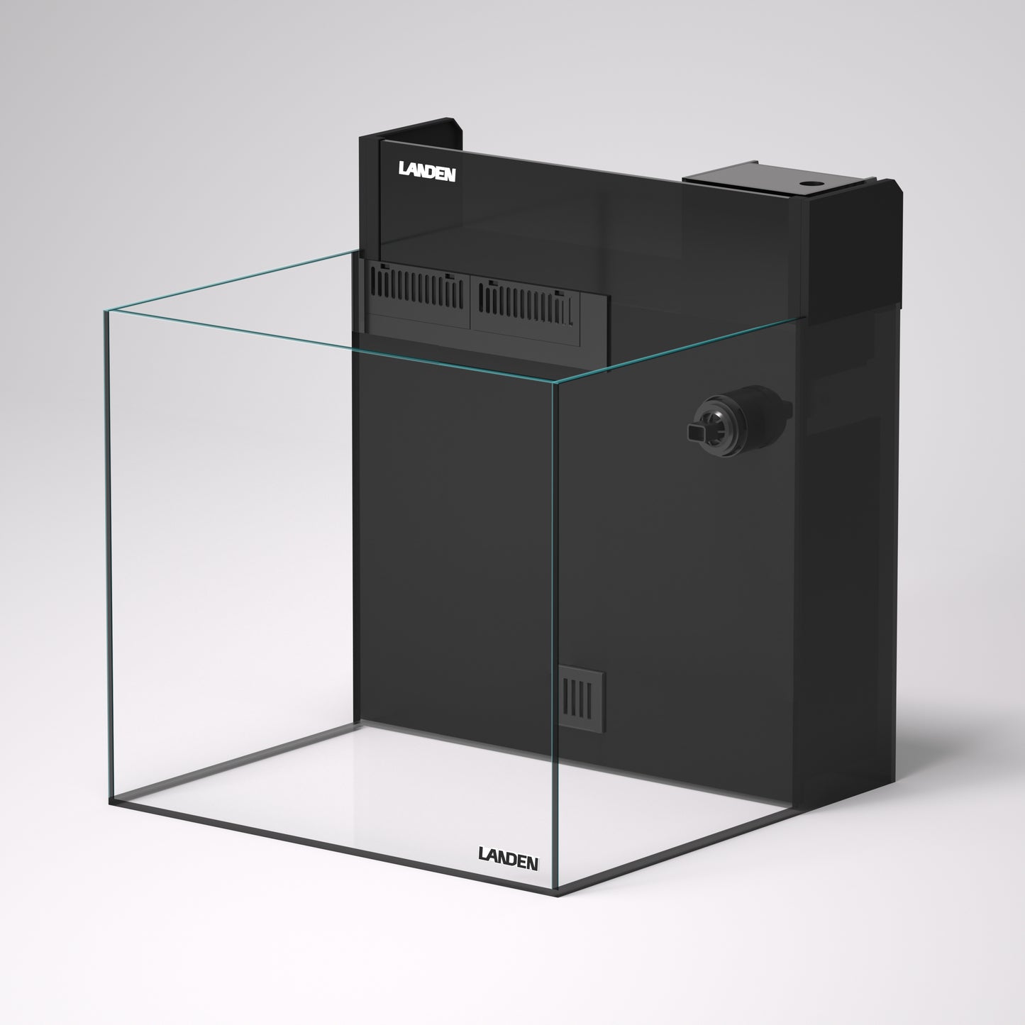 LANDEN EzCube EC 45 Rimless Aquarium Tank, 14.5 Gallon, 17.7x17.7x15.7 inches, Marine Fish Tank with Rear Filter