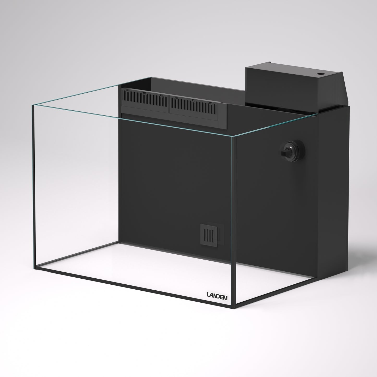LANDEN EzCube 60P Premium Rimless AIO Marine Aquarium Kit with Rear Filtration, Protein Skimmer, and Roller Filter, 24 Gallon Saltwater Reef Tank, W23.62×D17.7×H15.7 in (60×45×40cm)