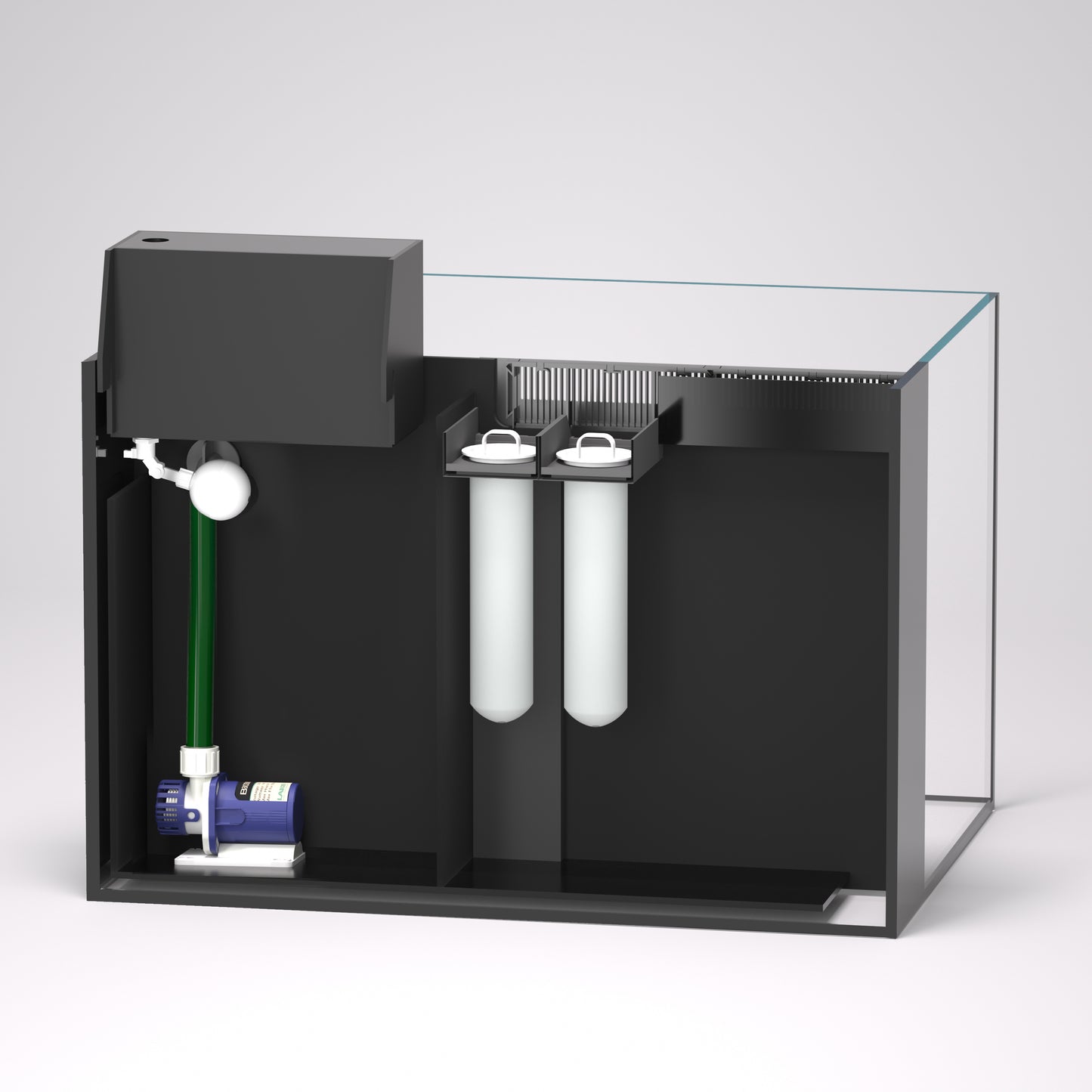 LANDEN EzCube 60P Premium Rimless AIO Marine Aquarium Kit with Rear Filtration, Protein Skimmer, and Roller Filter, 24 Gallon Saltwater Reef Tank, W23.62×D17.7×H15.7 in (60×45×40cm)